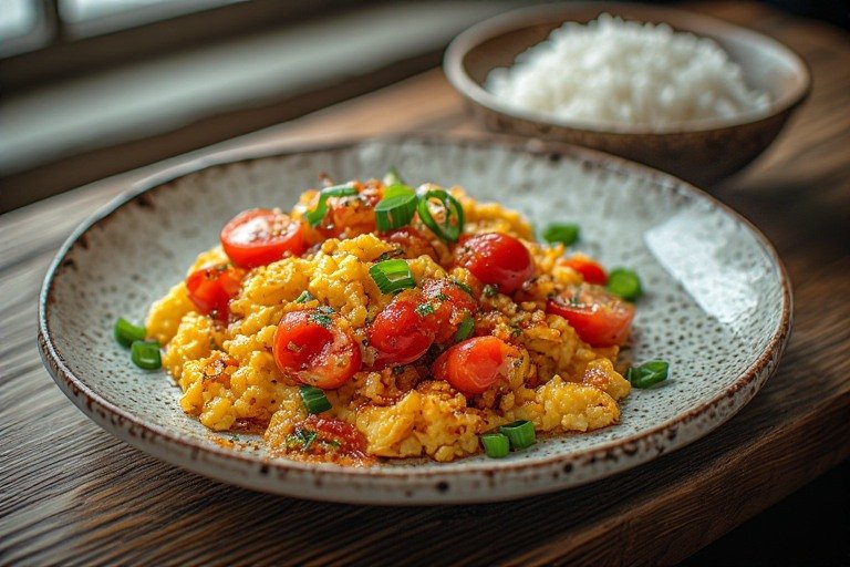 Chinesisches Tomaten-Rührei mit Sojasoße